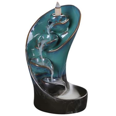 Imagem de Queimador de incenso de refluxo de tocha, suporte de incenso reverso de cachoeira, suporte de cones de cerâmica, fonte de fumaça, ornamento zen, decoração de aromaterapia para casa