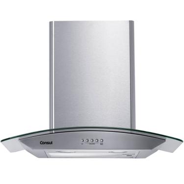 Imagem de Coifa de Parede 60cm Inox 4 Bocas com Design em Vidro e Aviso Lavar Filtro Consul 110V