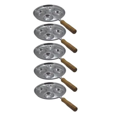Imagem de Kit 5 Frigideiras Multi-Ovo Frita 4 Ovos Em Alumínio Batido