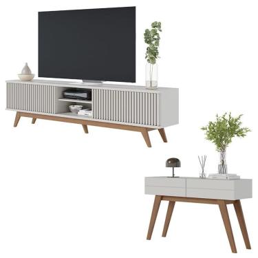 Imagem de Rack Bancada Fortaleza com Aparador Noronha Off White Matte – Colibri