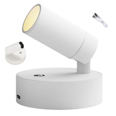 Imagem de Luminaria Arandela 3 Tons LED Bateria Recarregavel USB Parede Mesa Sala Quarto Cabeceira Leitura Estudo Trabalho