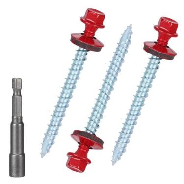 Imagem de Parafusos de telhado de metal Bobibbi 10 x 5 cm Red Hex Head (250 unid