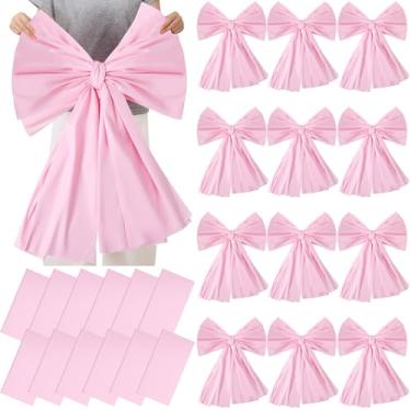 Imagem de Breling 12 peças DIY laço rosa decorações de festa de aniversário grande toalha de mesa de fundo de festa de plástico para pendurar em casa para mulheres chá de bebê casamento suprimentos de formatura
