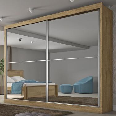 Imagem de Guarda-roupa Casal Verona Plus 2 Portas 4 Gavetas Espelhado Amendoa  - Mademarques