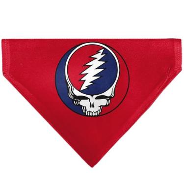 Imagem de Bandana Grateful Dead Pet Grateful Dead Steal Your Face com logotipo centralizado em vermelho e azul