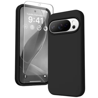 Imagem de GONEZ Capa para Google Pixel 10/Pixel 10 Pro, capa de silicone líquido com protetor de tela, capa protetora de corpo inteiro, forro de microfibra macia antiarranhões, capa de telefone à prova de