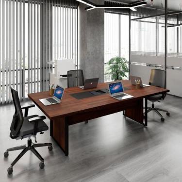 Imagem de Mesa Reunião 2,40m Escritório 4 Pessoas c/ Cx de Tomadas F5 - F5 Offic
