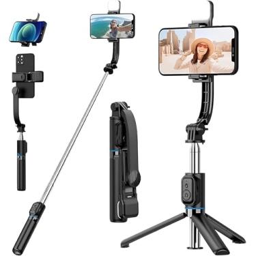 Imagem de Bastão Tripé Selfie Stick Premium 3 em 1 com Controle Bluetooth – Retrátil, Dobrável, Rotação 360° e Altura Ajustável até 70cm – Compatível Android e iOS