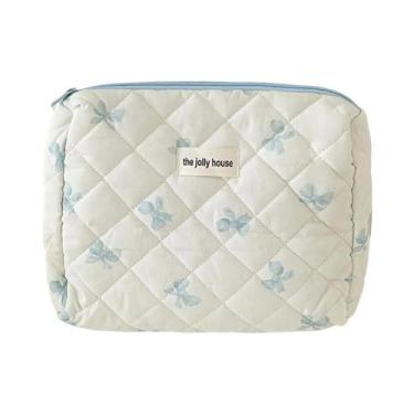 Imagem de Bolsa De Maquiagem Feminina Grande Capacidade Com Estampa De Laço, Est