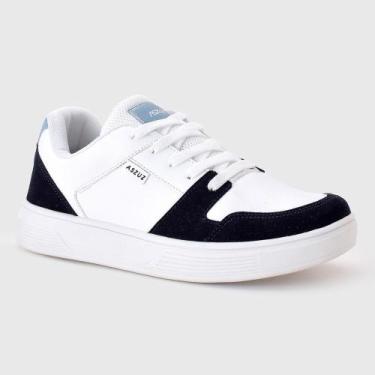 Imagem de Tênis Casual Aszuz Masculino, Branco, Marinho, 41