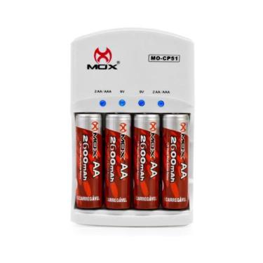 Imagem de Carregador de Pilhas Com 4 AA MOX CP51 Com função AUTO STOP
