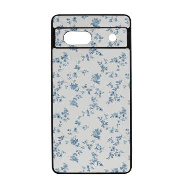 Imagem de qizjio Capa de telefone floral azul estética à prova de choque com flores fofas para Google Pixel 7A