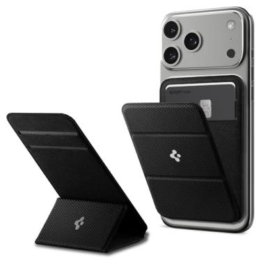Imagem de Spigen Smart Fold (MagFit) Porta-cartões magnético para carteira projetado para MagSafe com suporte compatível com os modelos iPhone 16, iPhone 15, iPhone 14, iPhone 13, iPhone 12 - Preto