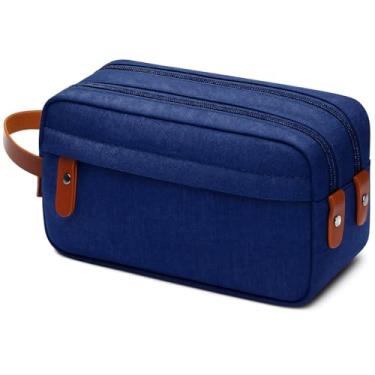 Imagem de Necessaire Unissex Masculina Bolsa Para Viagem Trabalho Organizador Impermeável 2 Compartimentos Grande 2 Bolsos Organizadores (Azul)