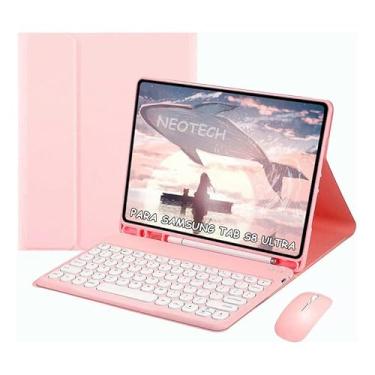 Imagem de Kit Capa para Samsung Tab S8 Ultra : Capa para Tablet + Teclado com teclas redondas + Mouse