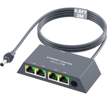 Imagem de Adaptador Ethernet Starlink Gen3/Mini (2M) com 4 portas RJ45, adaptador Ethernet Starlink multiportas com rede externa com fio para outros dispositivos e cabo de rede [4 dispositivos em rede