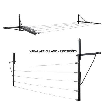 Imagem de Varal Dobravel,Retrátil,Parede/Muro,Mão Francesa.