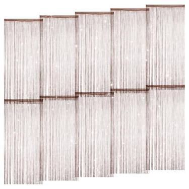 Imagem de Pacote com 10 cortinas de cordão de 99 x 199 cm para portas, divisória de quarto hippie com franjas suspensas, decoração de privacidade, cortinas com glitter para porta, janela, corredor, entrada