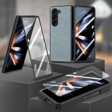 Imagem de Capa de proteção completa para Samsung Galaxy Z Fold 5 Fold4 Fold5 Fold 4 Filme de vidro temepred, verde, para Samsung Z Fold 4