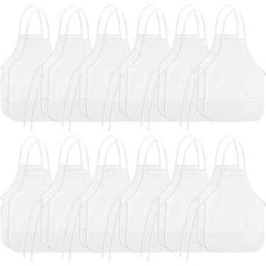 Imagem de Aventais de pintura para crianças BOUBONI brancos com 2 bolsos, 24 peç