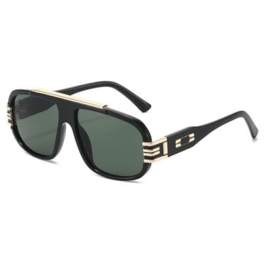 Imagem de Óculos de sol vintage feminino, armação grande, punk, proteção solar, masculino, praia, viagem, casual, UV400 (G15 verde)