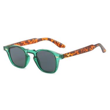 Imagem de Óculos de Sol Rivets Feminino Punk Azul Masculino Degradê UV400 para Esportes ao Ar Livre, Corrida e Ciclismo, Estampa Leopardo Verde