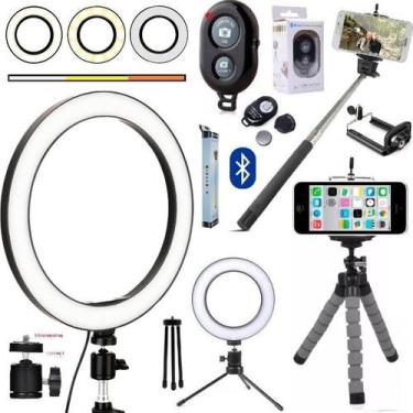 Imagem de Kit Youtuber Tripé Flexível Celular Iluminador Ring Light - Leffa Shop