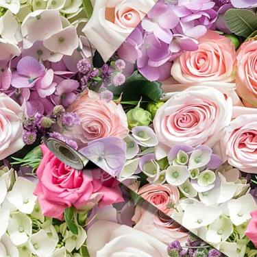 Imagem de HOMETITUTE Papel de parede floral descasque e cole flores papel de parede vintage floral PVC papel de parede 39.9 cm x 100.1 cm papel de contato rosa removível autoadesivo para quarto sala de estar