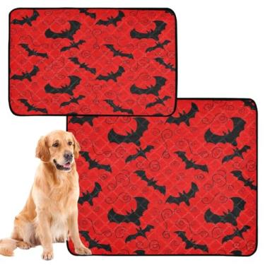 Imagem de CEBUGI Almofadas de xixi laváveis para cães, pacote com 3, almofadas impermeáveis para filhotes de cachorro, antiderrapante, à prova de vazamento, para cama de cercadinho, morcegos pretos