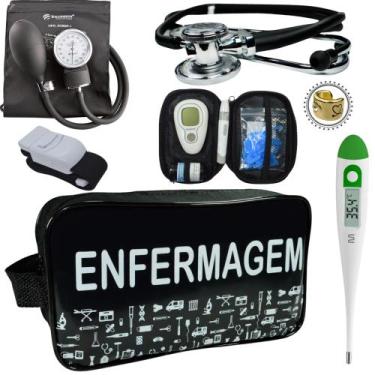 Imagem de Kit Enfermagem Esteto Com Medidor Glicose Aparelho Pressão - Love Saúd