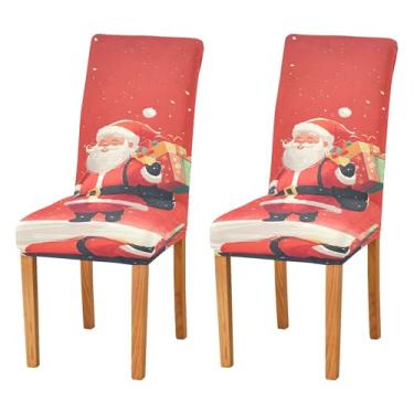 Imagem de SEHANY Conjunto de 4 capas de cadeira de gnomo de Papai Noel para sala de jantar, elástico, removível e lavável, para cozinha, hotel, festa, decoração de Natal