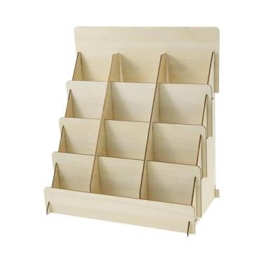 Imagem de Suporte Expositor De Cartões De Saudação De Madeira De Grande Capacida