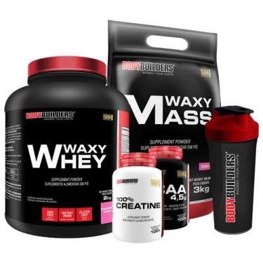 Imagem de Kit Waxy Whey 2kg + Waxy Mass 3kg + Creatina 100% 100g + BCAA 100g + C