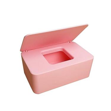 Imagem de VHDY85KA Porta-lenços de plástico caixa de lenços umedecidos capa para lenços umedecidos caixa de armazenamento de papel toalha de papel organizador de guardanapos doméstico caixa de lenços (rosa)