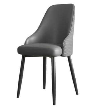 Imagem de Conjunto de 2 cadeiras de jantar estofadas modernas, assento de couro sintético macio com pernas de metal preto, confortável e curvado, cadeira de cozinha e sala de jantar - Pacote com 2