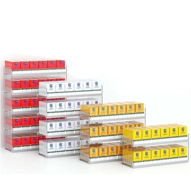 Imagem de Prateleiras de exibição automáticas para varejo | Rack de cigarros transparente à prova d'água | Divisor de suporte de caixa de fósforos de bancada e parede (49,5 x 18,2 x 84 cm)