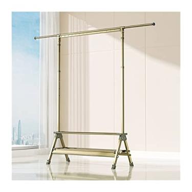 Imagem de Estante de secagem de roupas, cabideiro de quarto com sapateira, suporte retrátil ajustável com rodas ocultas/camada dupla preta/116-200 cm