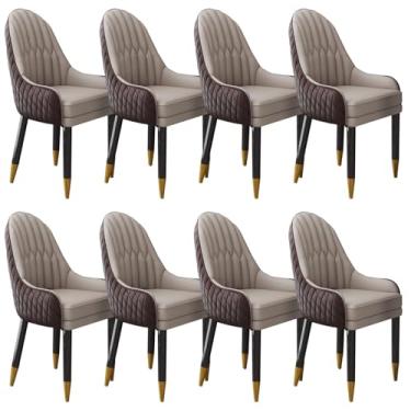 Imagem de Cadeira de jantar moderna de meados do século | Cadeira de lazer estofada com pernas de metal | Cadeira retrô de couro sintético para cozinha, sala de estar - Qualidade de hotel e assento confortável