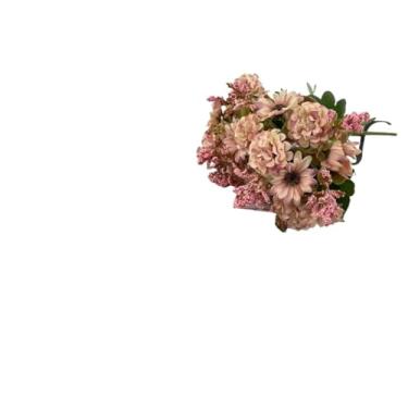 Imagem de Flores Artificiais de Crisântemo em Seda para Decoração de Bolo DIY, Buquê Artificial para Casamento, Festa e Casa (Rosa Mesclado kit com 3)