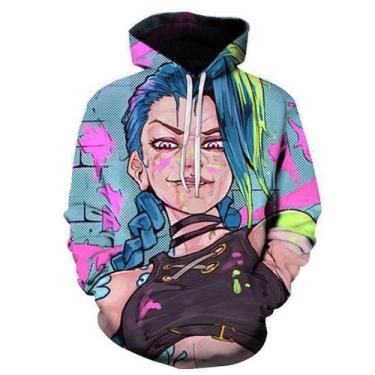 Imagem de Moletons masculinos e femininos Jinxs Anime com capuz, casuais - taiyu