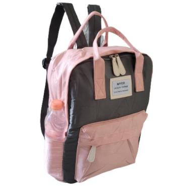 Imagem de Mochila Bolsa Feminina Escolar Impermeavel - Meldorah, Rosa, Cinza