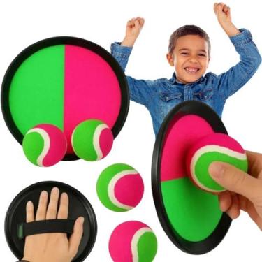 Imagem de Kit Jogo Raquete Pega Bolinha Veludo Brinquedo Infantil Bateu Pegou Pa