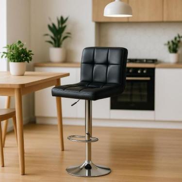 Imagem de Banqueta Alta Com Encosto Alto Estofado Para Cozinha Bancada Balcão Il