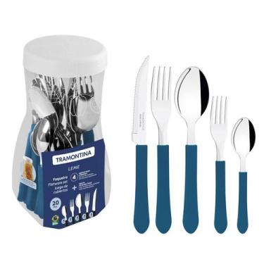 Imagem de Faqueiro Inox Tramontina Leme 20 Peças -, Azul