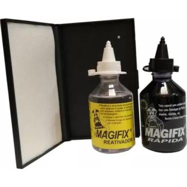 Imagem de Tinta para Carimbar Plástico, 1 Reativador 1 Almofada Sem Tinta. Kit -