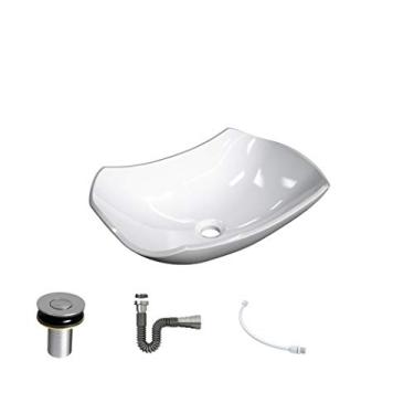 Imagem de Kit Cuba L42 C/Válvula Click 1''B (2,6cm) + Sifão Cromado + Flexível Branca