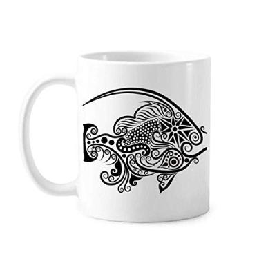 Imagem de Caneca de cerâmica com desenho de linha e estampa de peixe cerâmica para café e porcelana