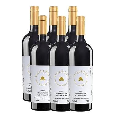 Imagem de Vinho Tinto Violette Suave Serra Gaucha Pizzato 750ml Kit 6u