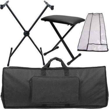 Imagem de Kit Capa Para Piano 88 Teclas Com Suporte Cobertura Banqueta