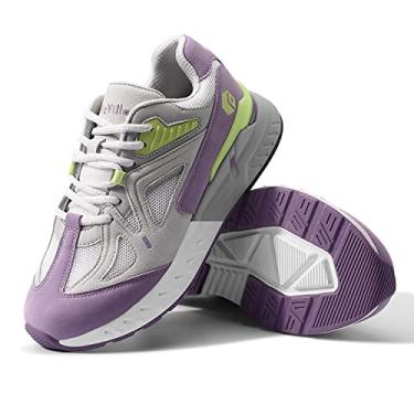 Imagem de FitVille Sapatilhas casuais para mulher extra largas, sapatilhas Running mulheres para pés rasos, calçado largo especial, adequado aliviar a dor, Roxo, 36 BR GG